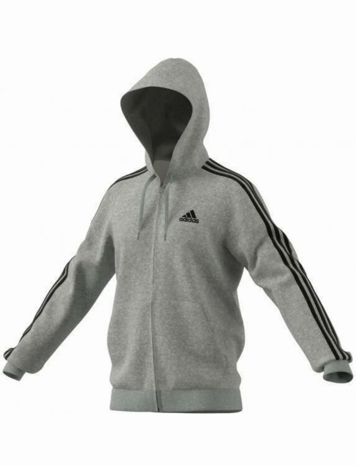 NEW Adidas Men’s Essentials Fleece 3-Stripes Full-Zip Grey Heather – XXL TALL