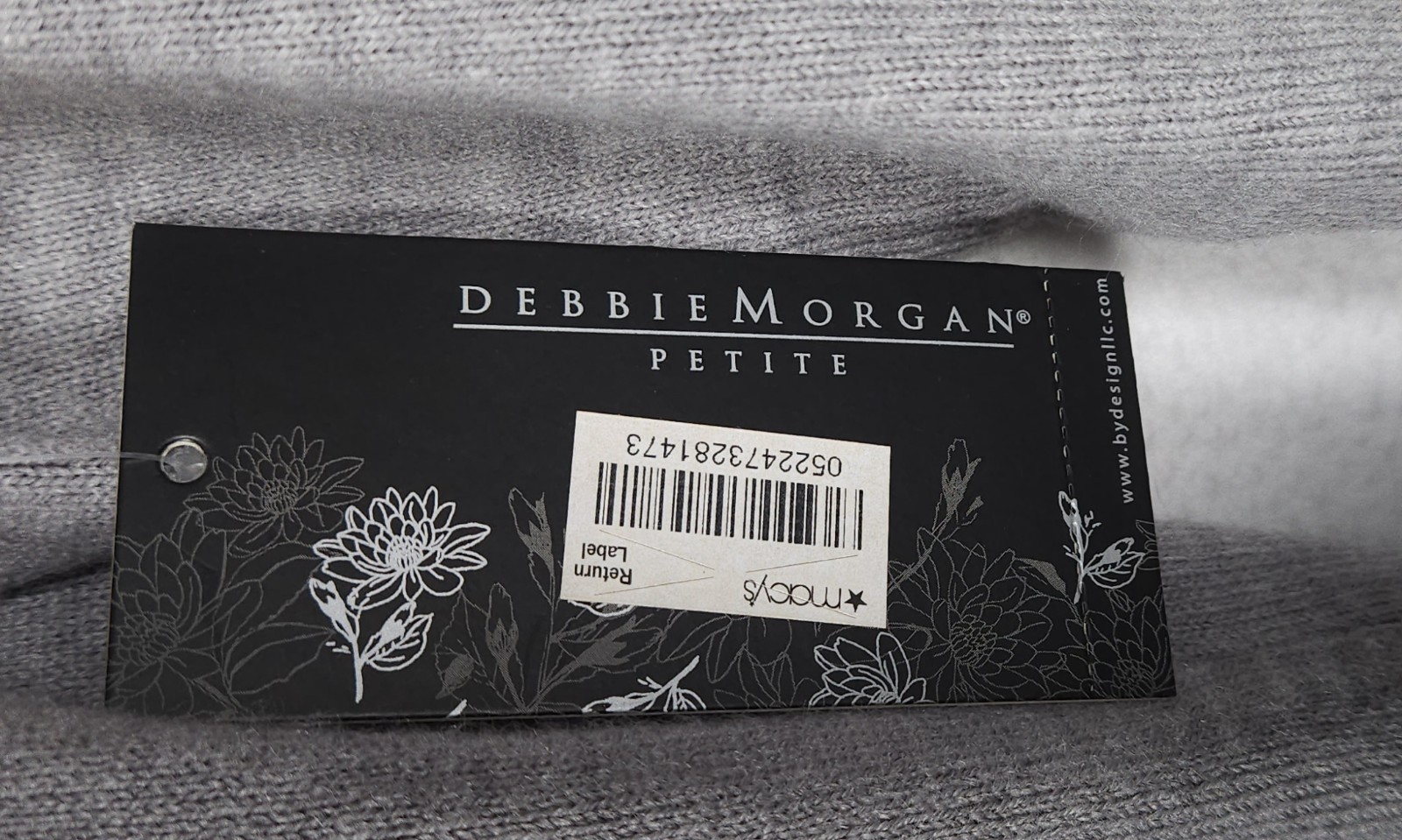 Debbie Morgan Petite Women’s ¾ Sleeve V-Neck Sweater Gray Size PM