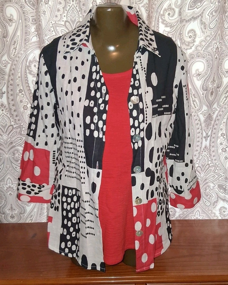 Parsley & Sage 2 Piece Art to Wear Margo Shirt & Red Top Size M