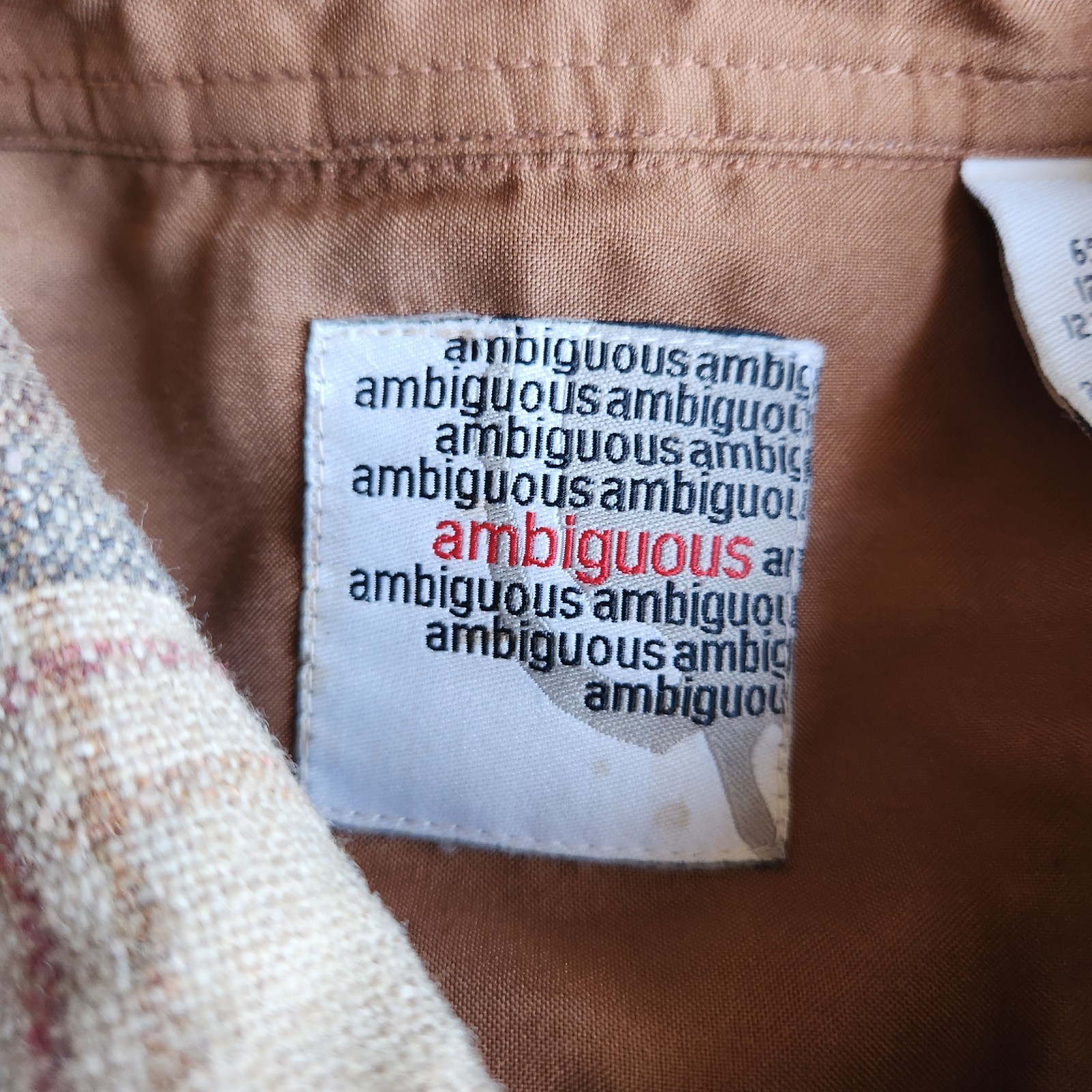 Ambiguous Y2K Skateboarding Brown Tan Plaid Wool Blnd L Long Sleeve Button Shirt