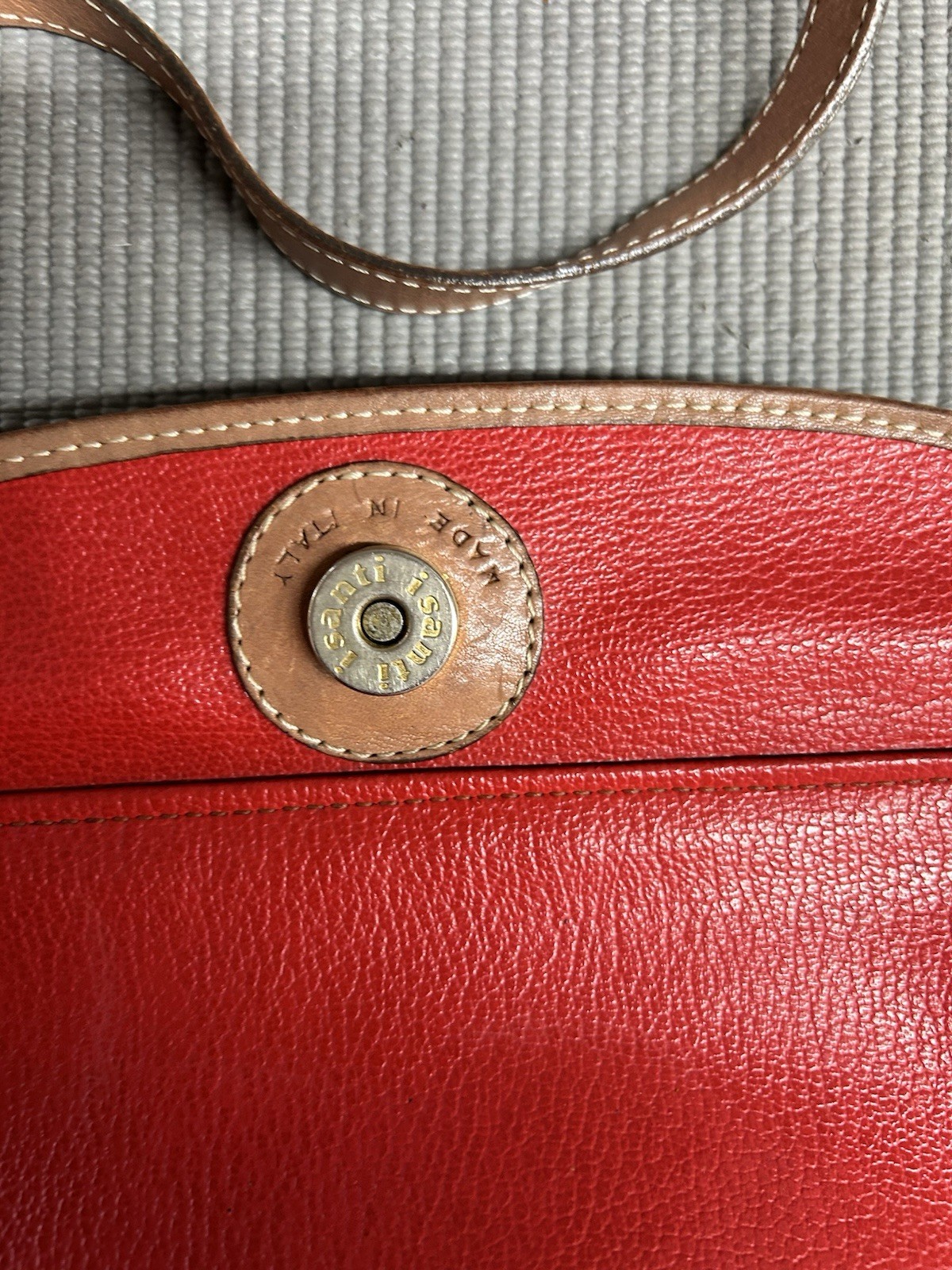 Vtg Italian Blue Or Red Italian Leather Crossbody Bag Saddle Handbag By I Santi