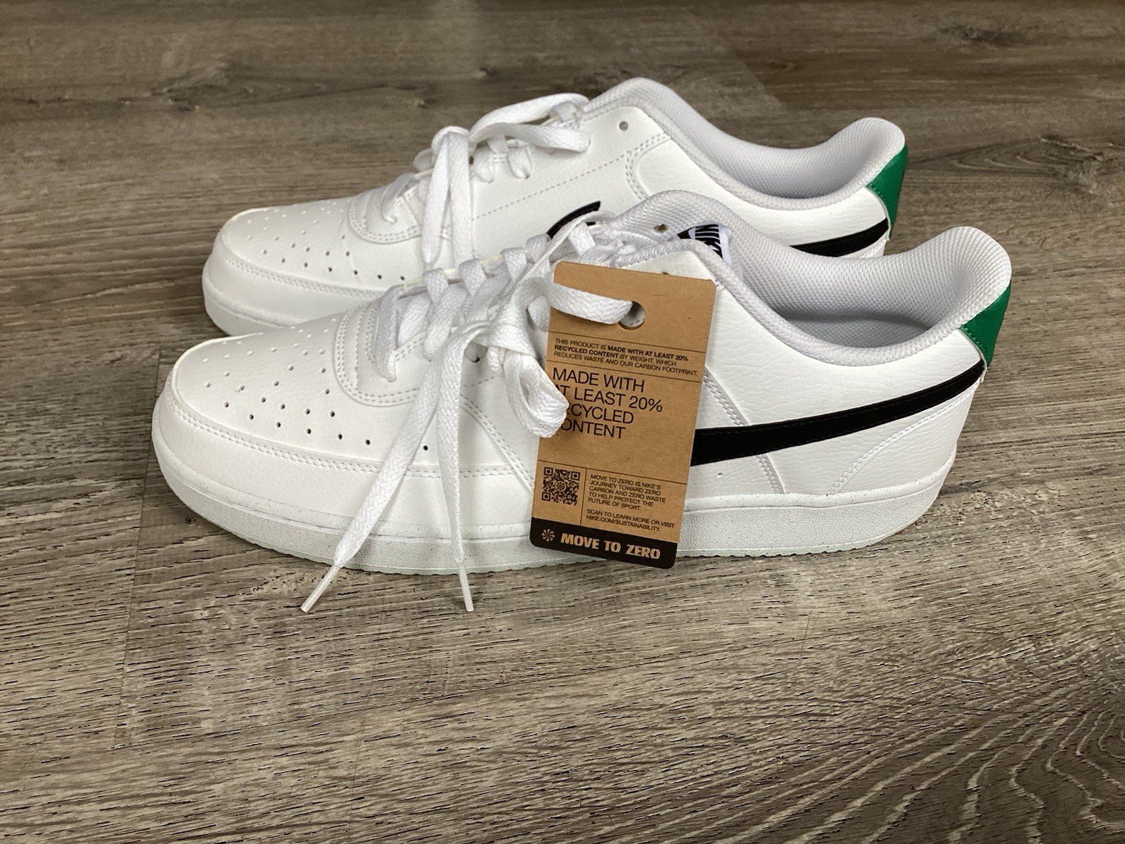 Nike Court Vision Low Mens 13 Next Nature White Black Green Sneakers DH2987-110