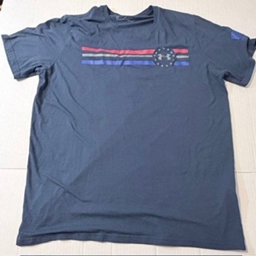 Under Armour Mens XXL HeatGear USA Graphic T-Shirt Navy Blue Loose Fit Tee