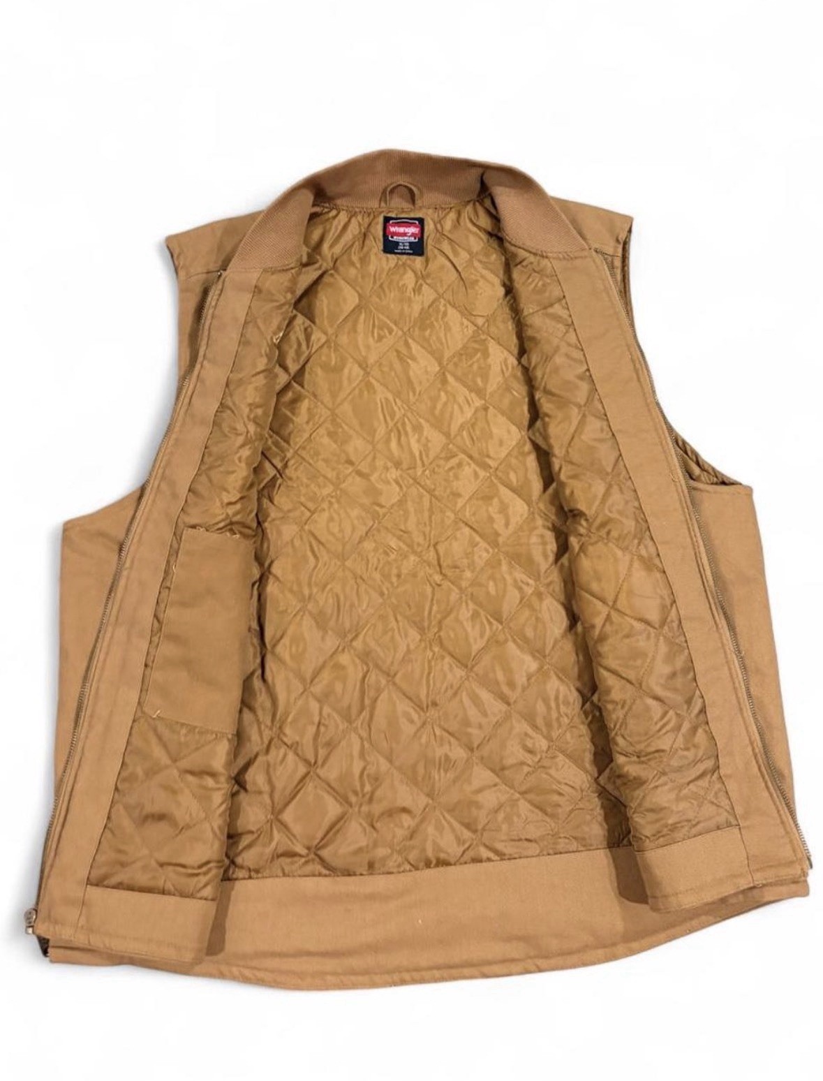 Wrangler Workwear Quilted Lined Duck Canvas Vest Brown Men’s XL Style 55098