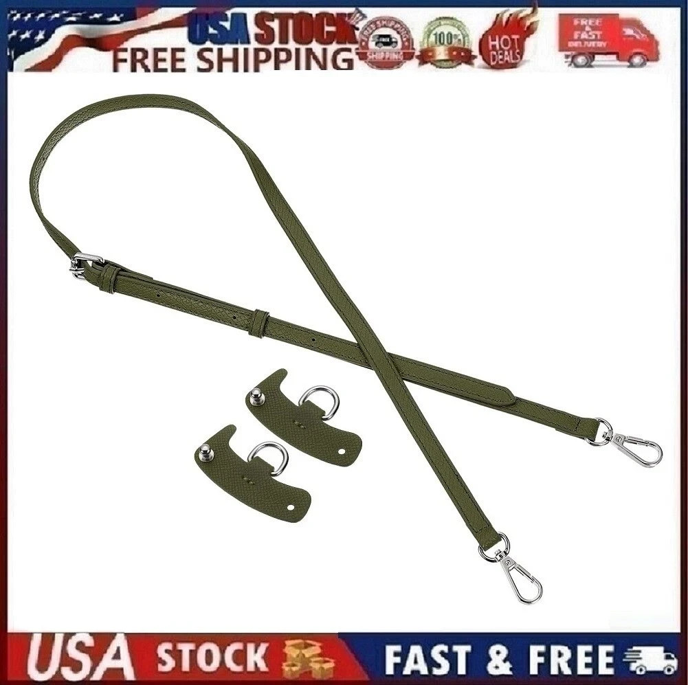 36″ to 47″ Adjustable PU Leather Purse Strap with Silver Hardware Dark Green