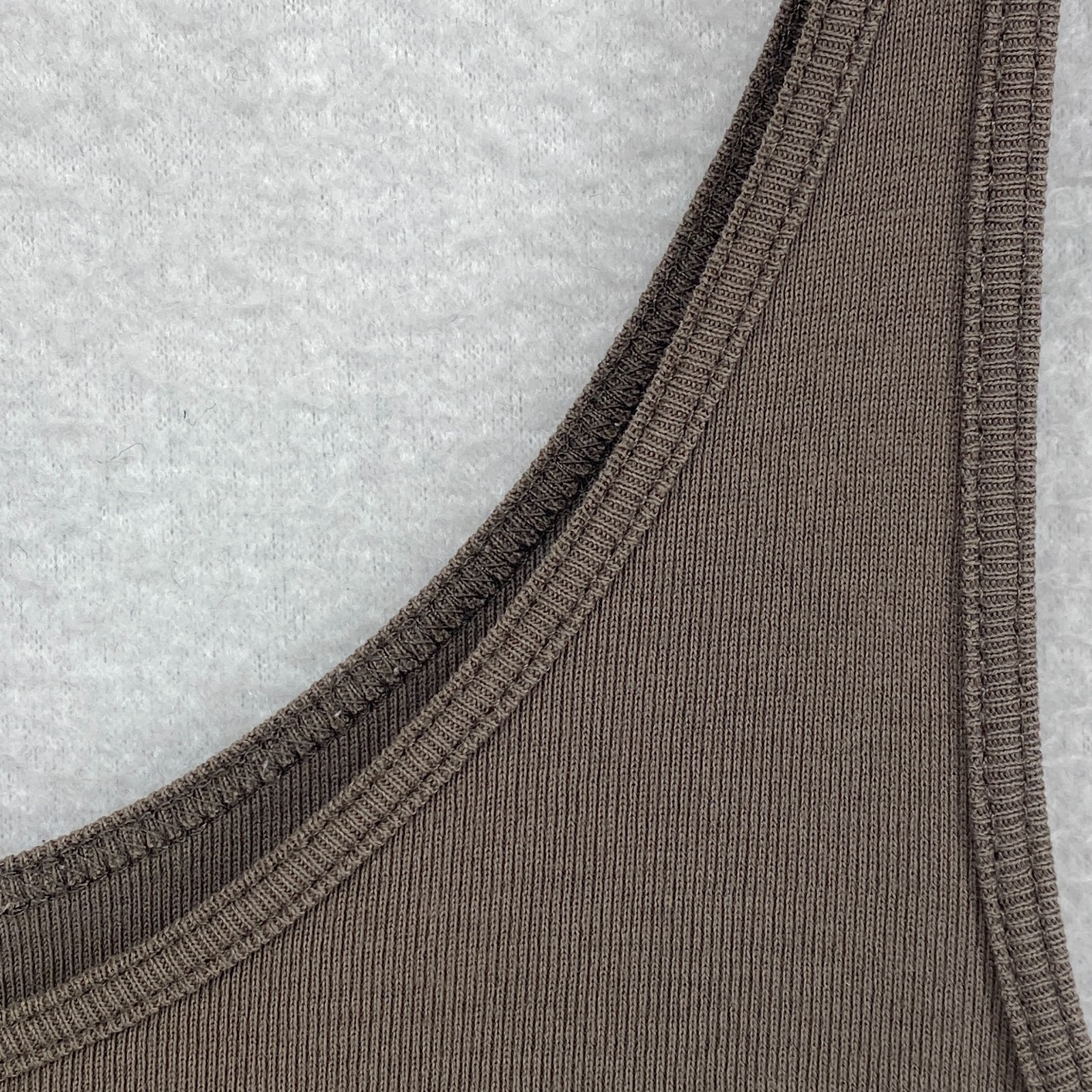 EILEEN FISHER Tank Top M Organic Cotton Ribbed Jersey Cami Slim Scoop Neck Brown