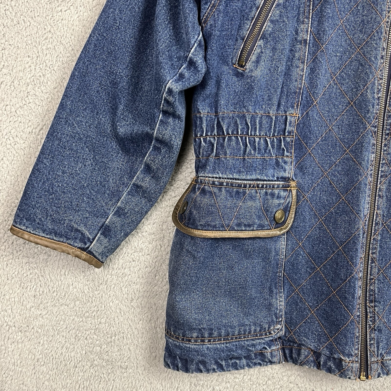 Vintage Retro Denim Jacket Womens Medium Oversized Western Ranchwear Chore 90s