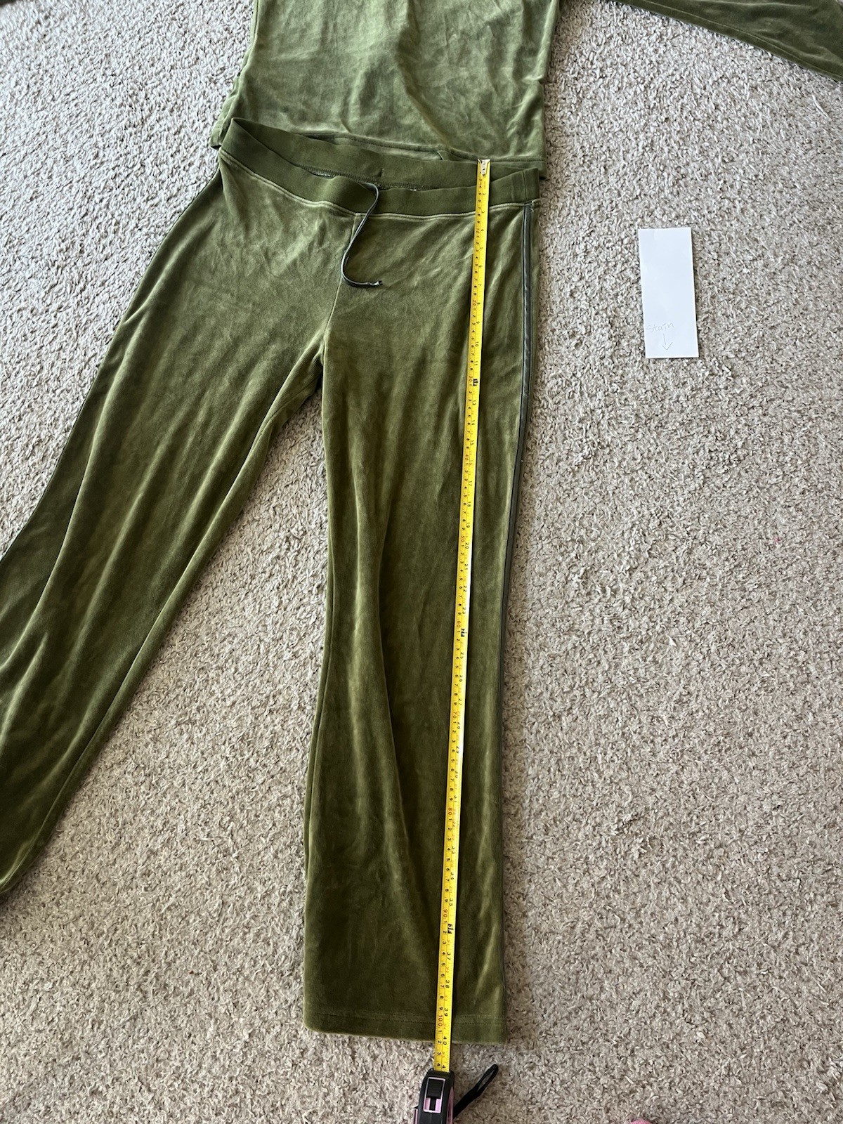 Hanes Women’s Velour Tracksuit 2pc Zip Jacket & Pants Pockets Green Y2K