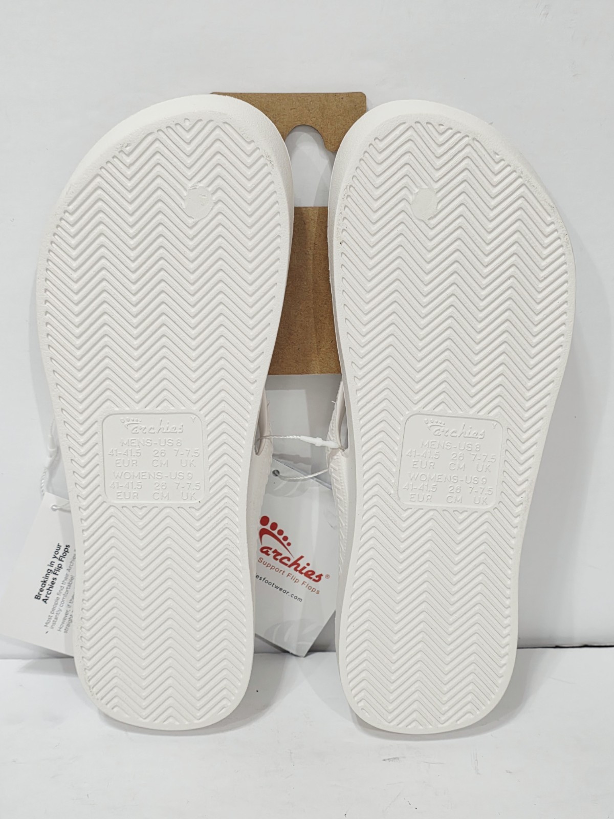 Archies Arch Support Thong WHITE LEATHER Flip Flops Sandal Men 8 Women 9 New