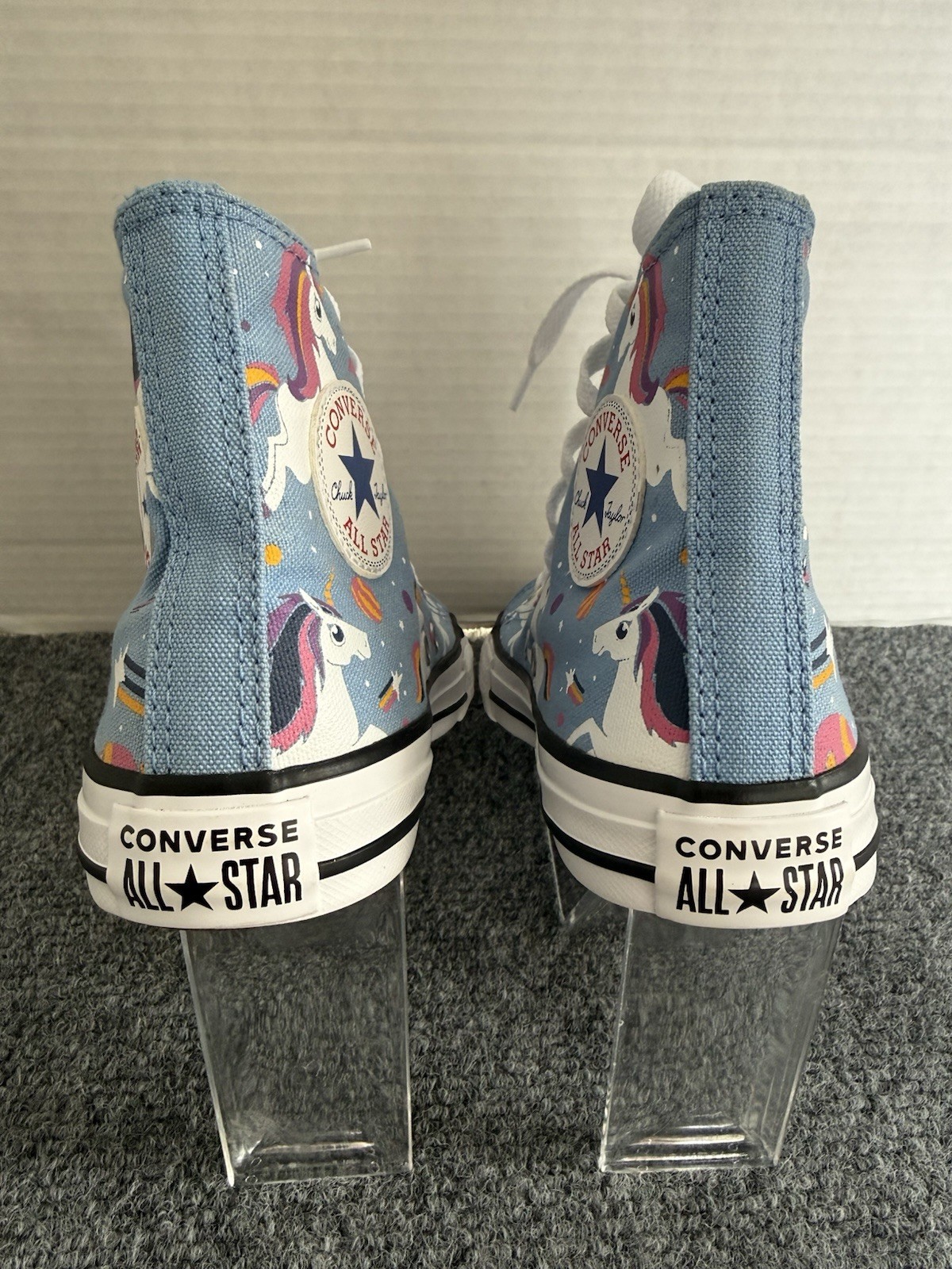Converse Chuck Taylor All Star Hi Top Unicorn Kids Junior Size 2.5 Light Blue