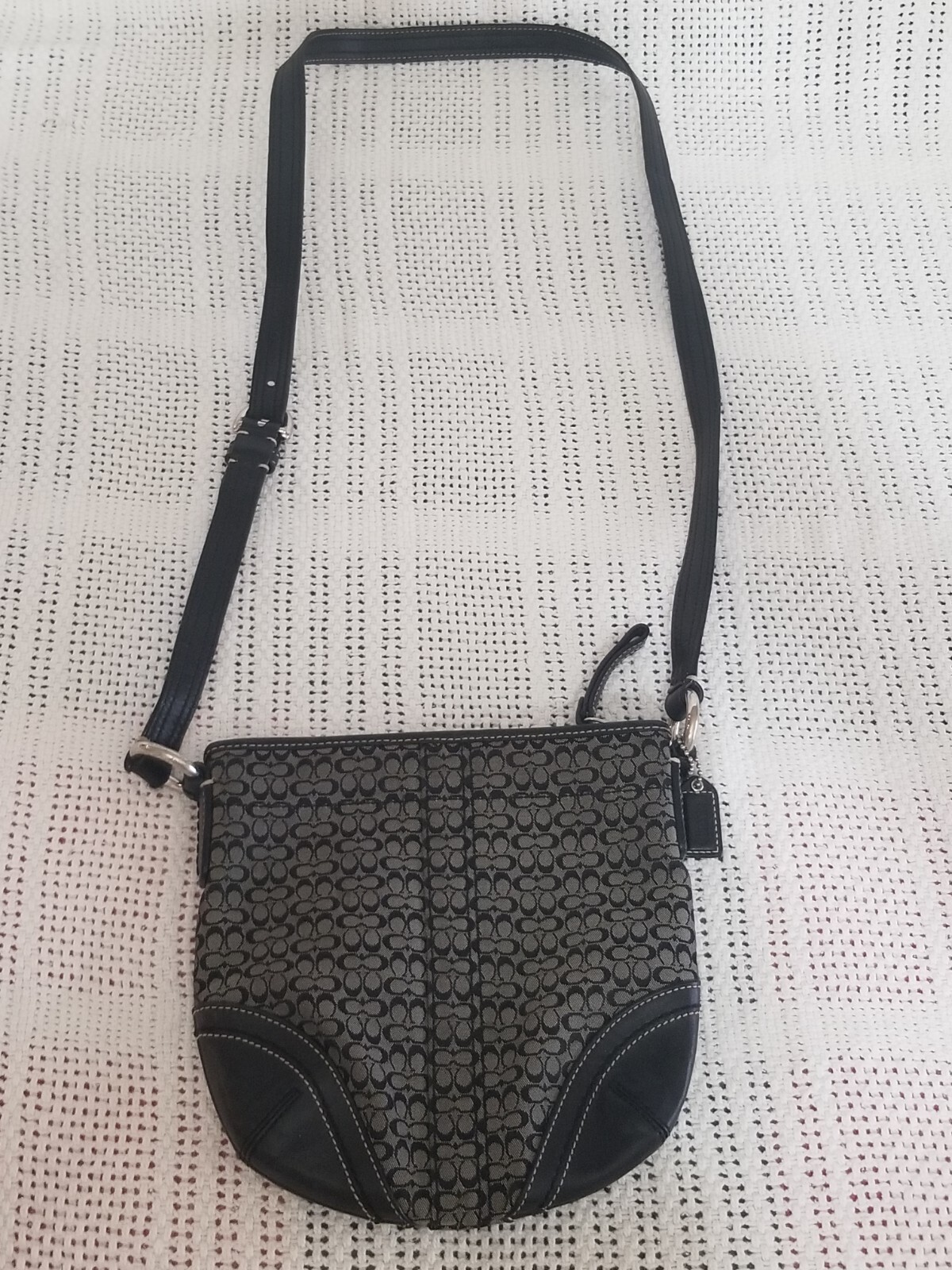 COACH CANVAS MONOGRAMMED CC LEATHER MESSENGER CROSSBODY BAG PURSE