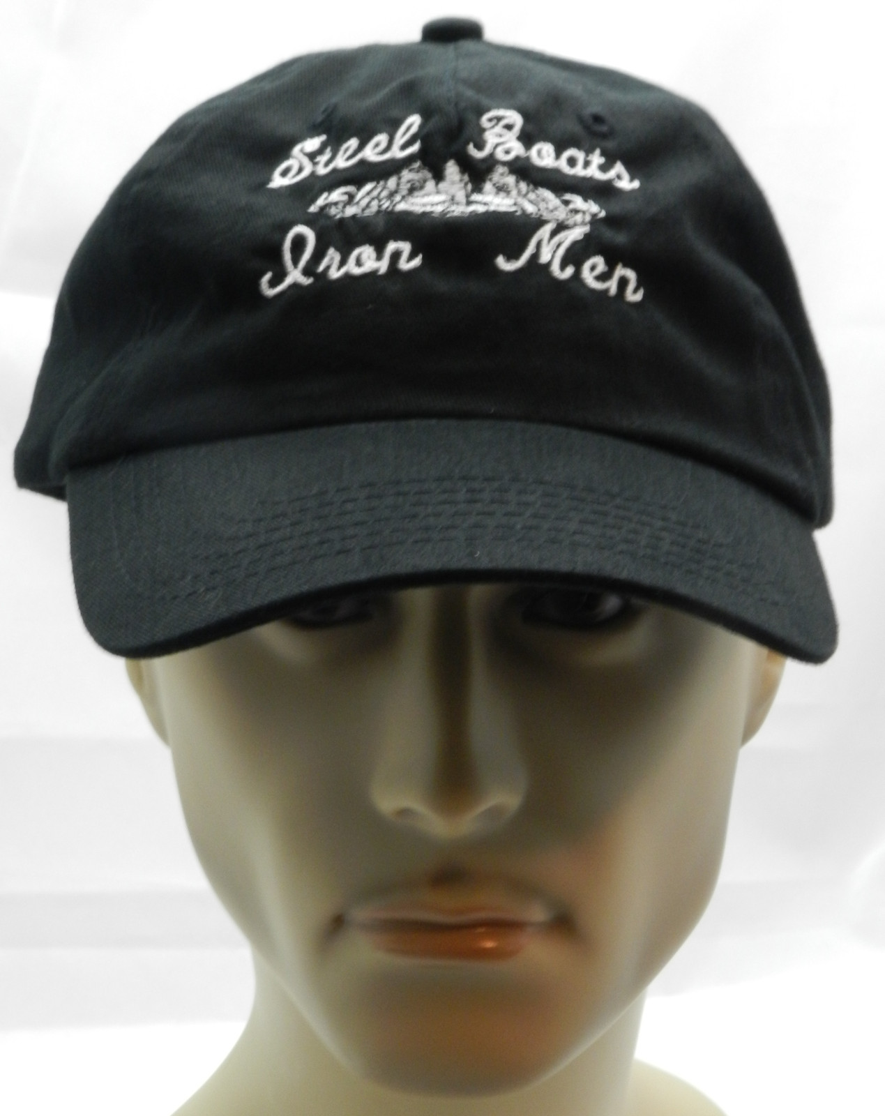 “Steel Boats Iron Men” 100% washed cotton twill,adjustable Cap-Silver Dolphins