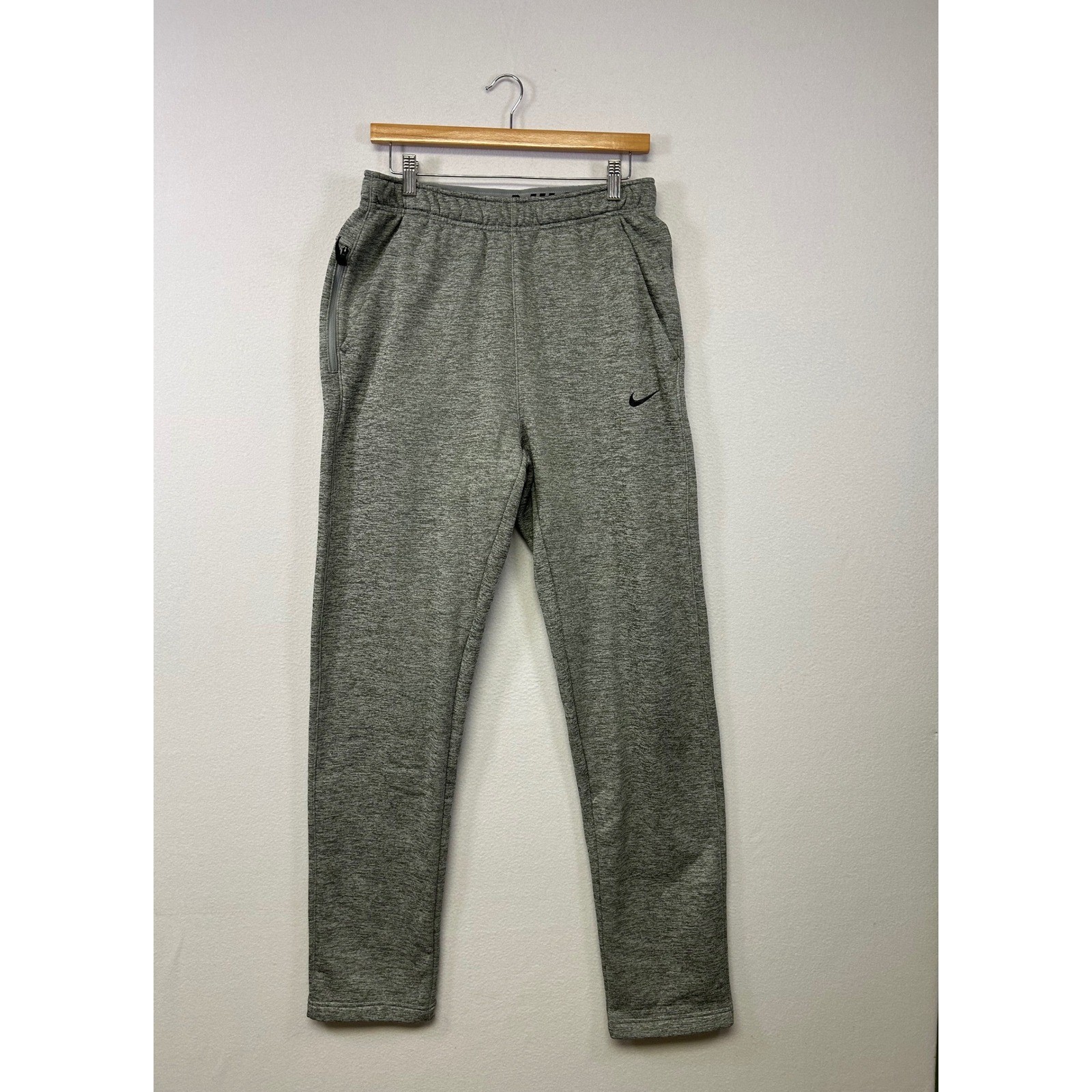 Athletic Nike Mens Small Tall Gray Therma-FIT Fleece Joggers Zipper Pocket P9027