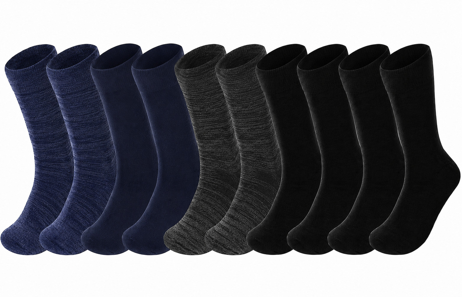 Insane Deal – 5 Pairs – Perry Ellis Men’s SOFT Crew Dress Socks Blue / Black