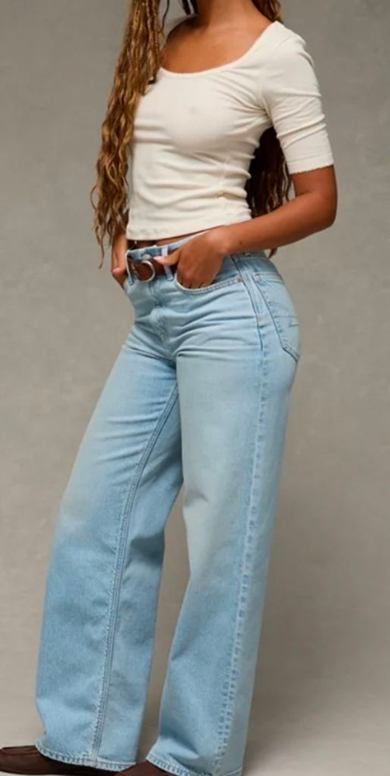 AE Strigid Curvy Super High-Waisted Baggy Straight Jean Size 12 X-Short