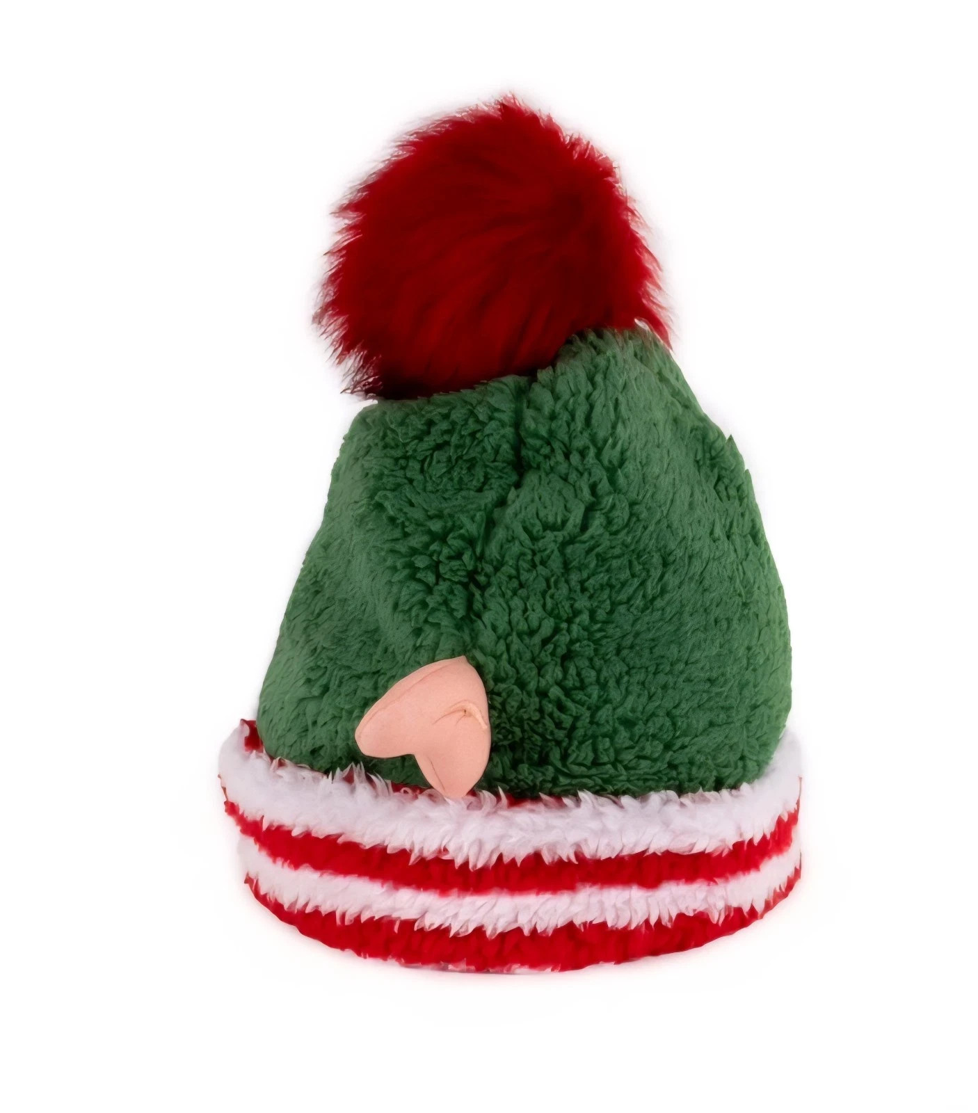 Ugly Christmas Hat Holiday Time Elf Ears Sherpa Striped Adjustable One Size