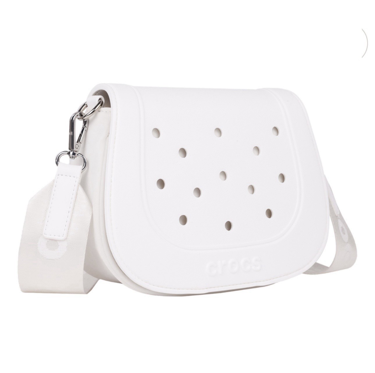 Crocs Classic Saddle Bag Crossbody White Waterproof Jibbitz Holes Purse NEW