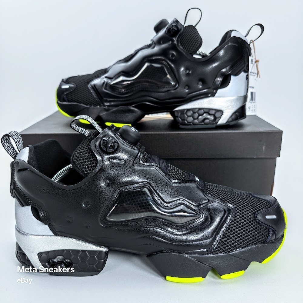 Reebok Aries InstaPump US 12 Men’s Black Silver Yellow Retro Fury 100208650 New