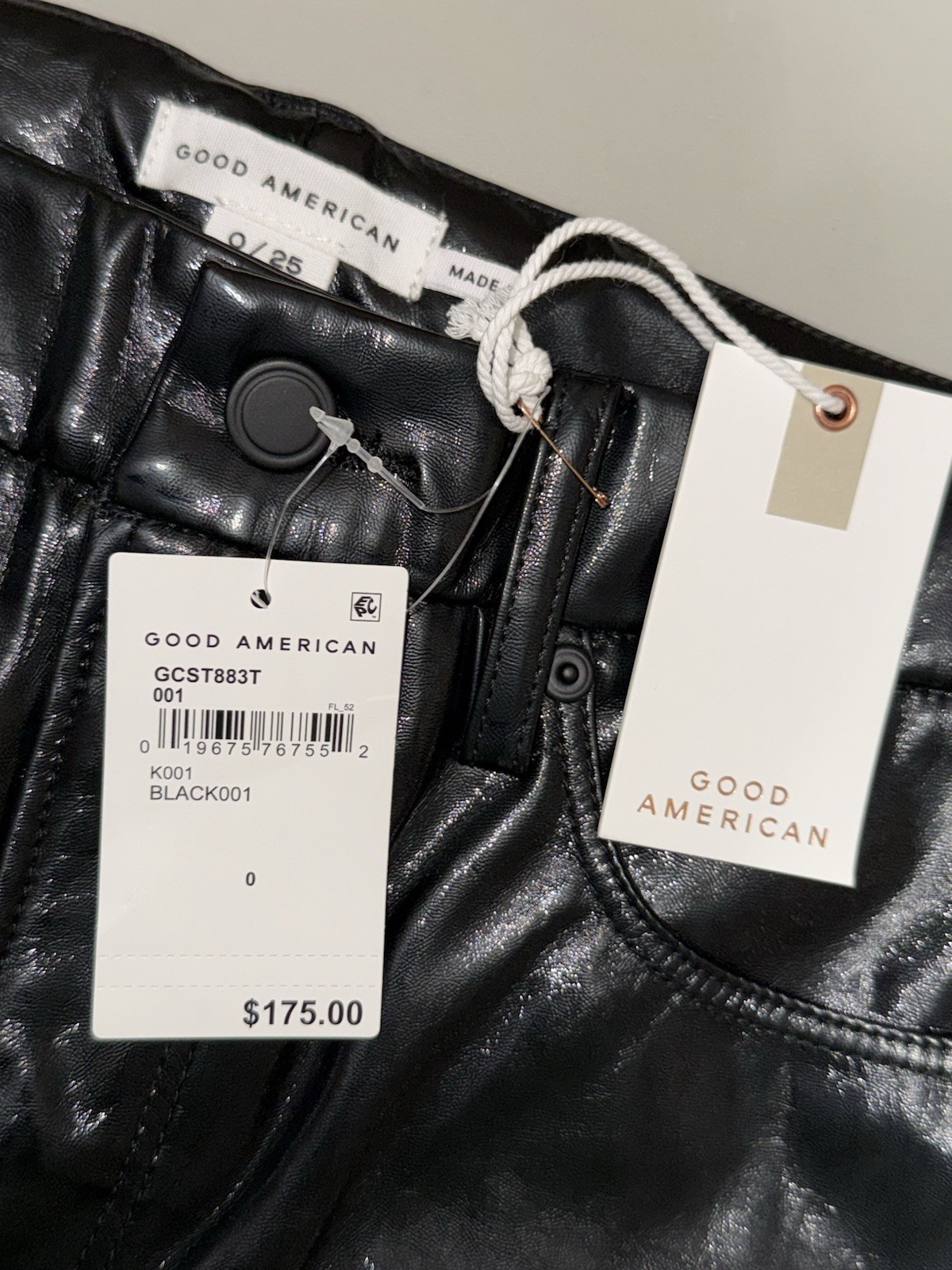 GOOD AMERICAN Better Than Leather Good Curve Straight Black Pants Size 0