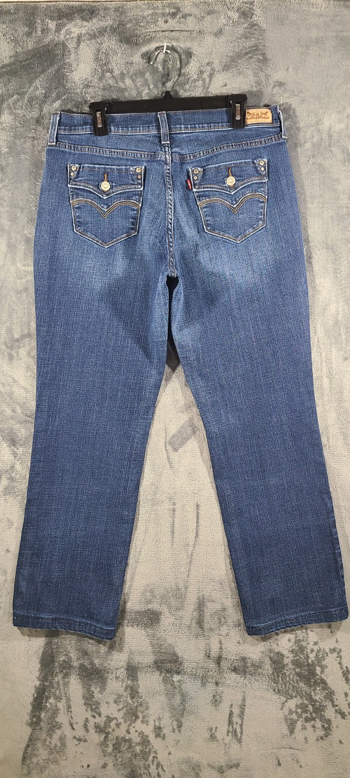 Signature by Levi Strauss Women 505 Straight Leg Jeans Button Flap Pocket 14M…