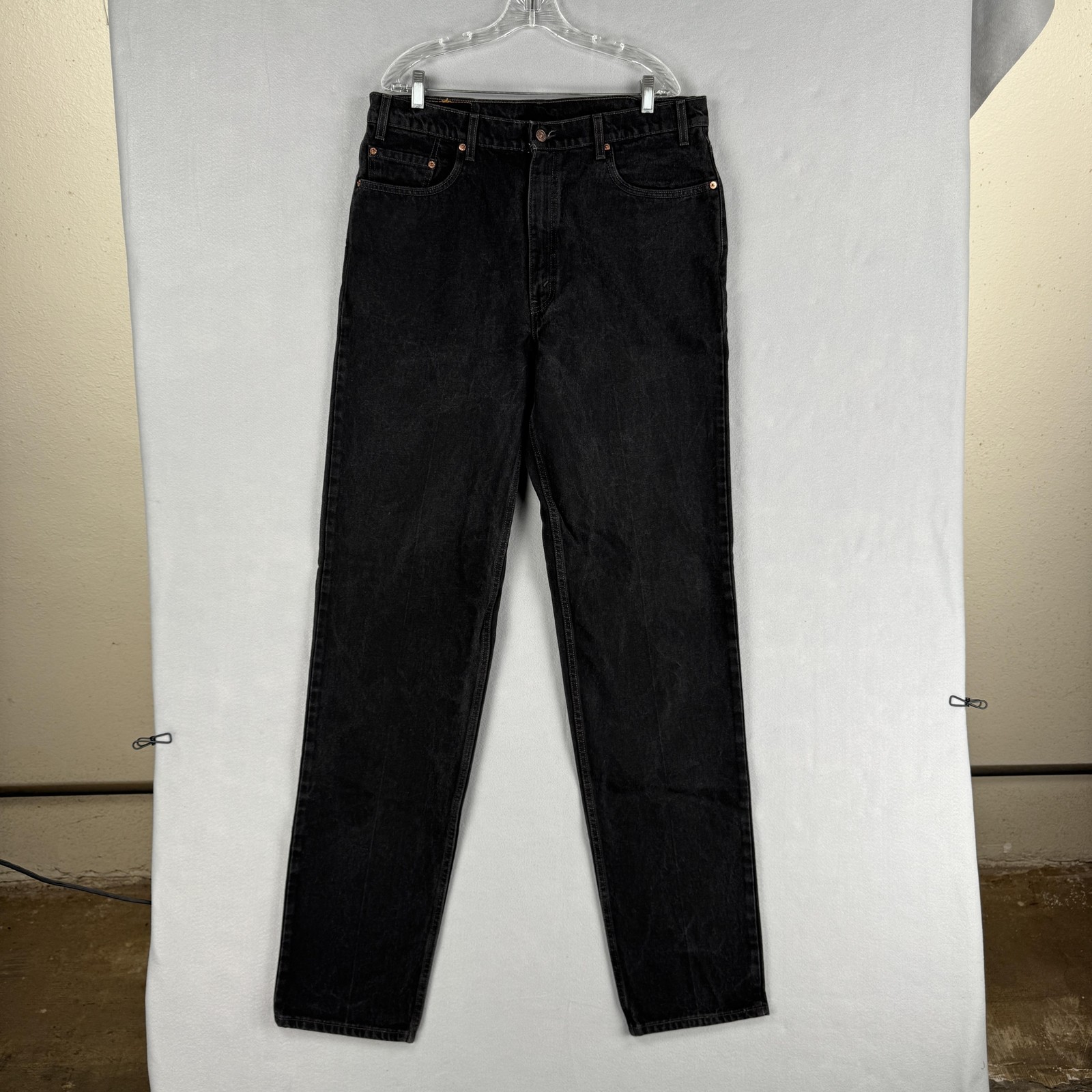 Vintage Levis 550 Jeans Mens 37×40 Charcoal Wash Black Relaxed Tapered USA 90s