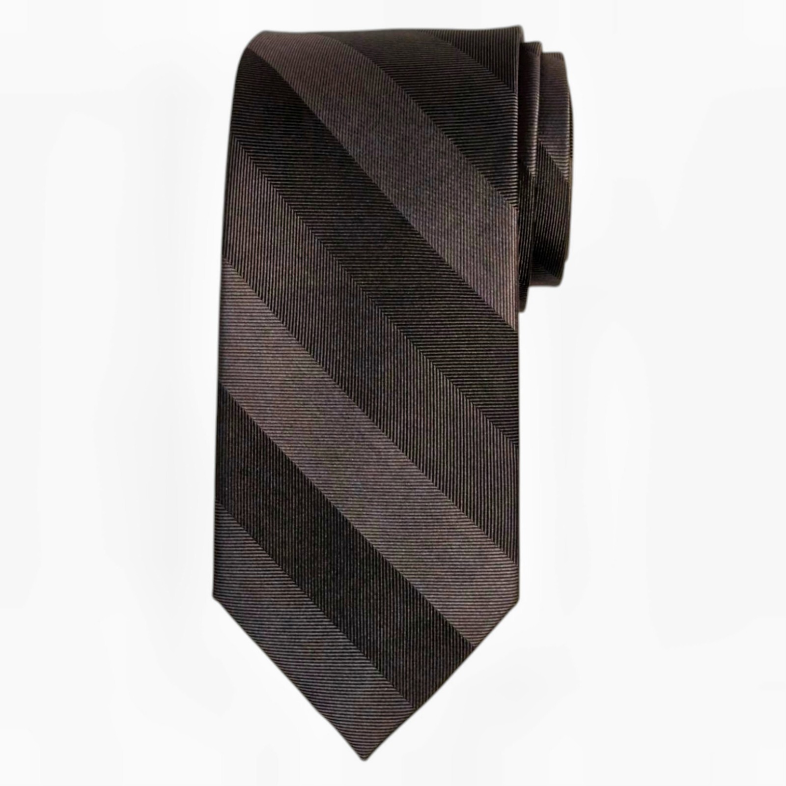 ALARA Mens Silk Tie Necktie Charcoal Gray Tonal Repp Stripe Slim 2.75 Designer