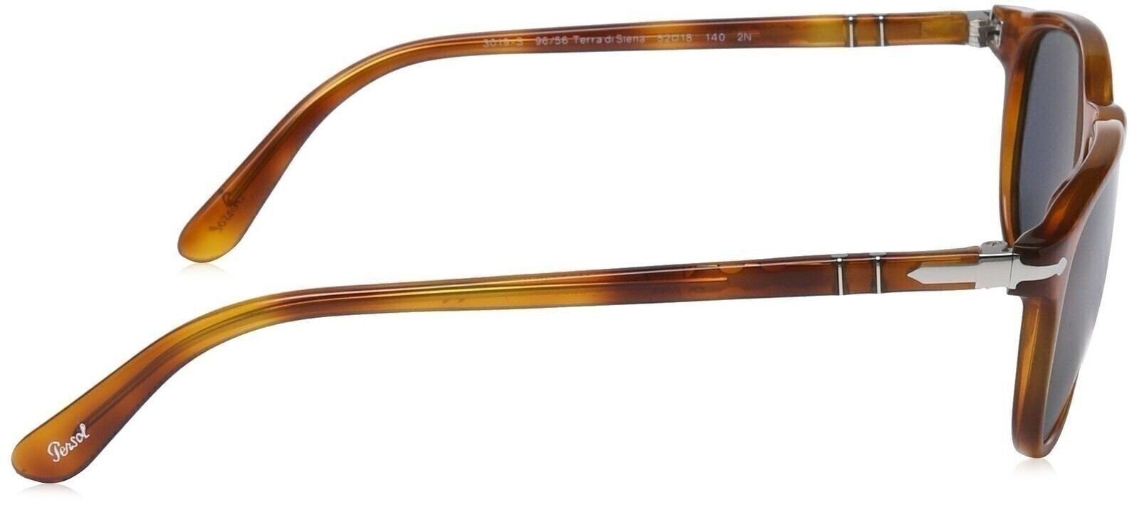 Persol Men’s 0PO3019S 96/56 55 Square Sunglasses,Light Havana Frame/Blue Lenses
