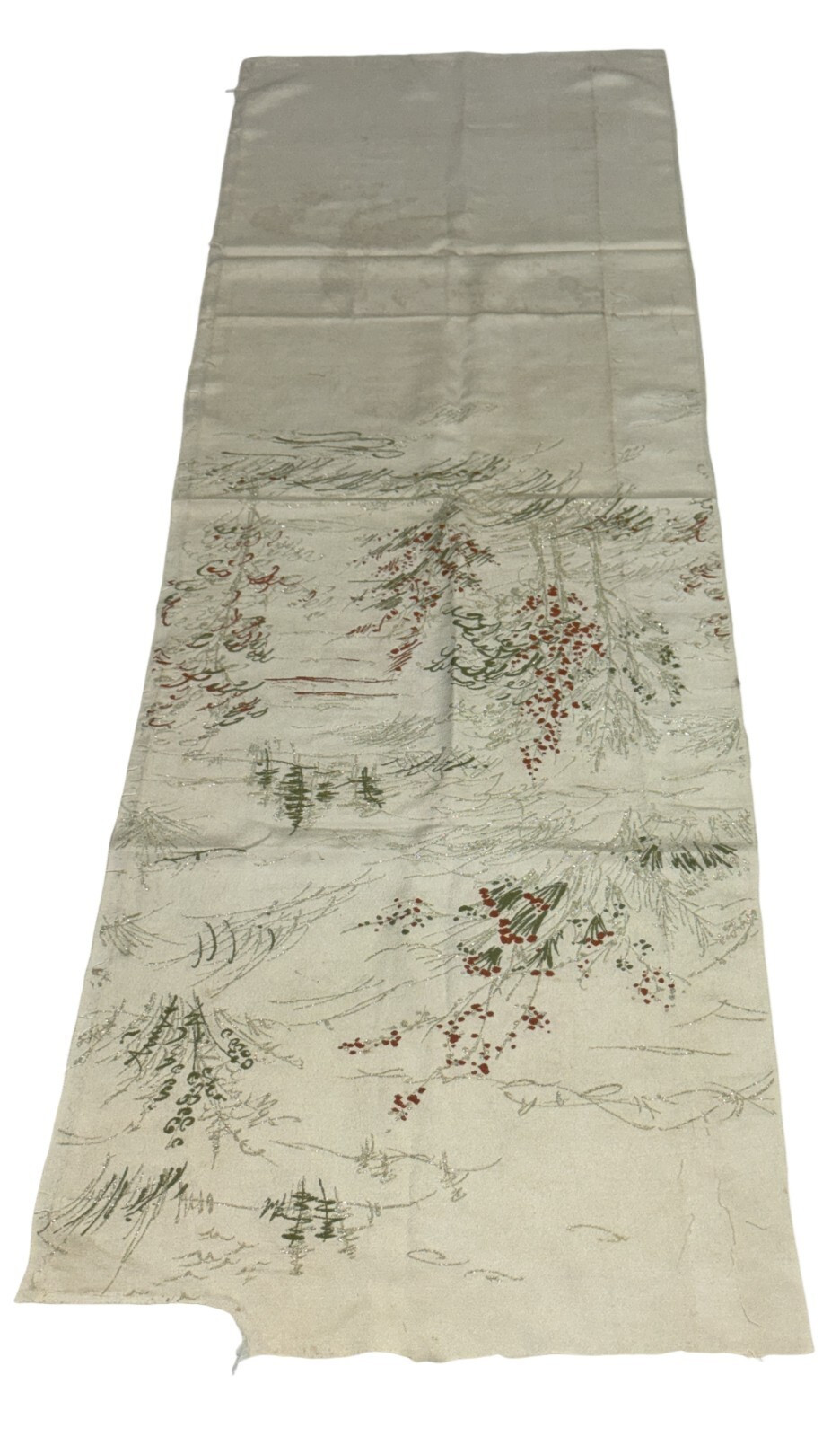 Japanese Vintage Kimono Fabric cloth Boro silk beige tradition Dirt 45.6×13.7in