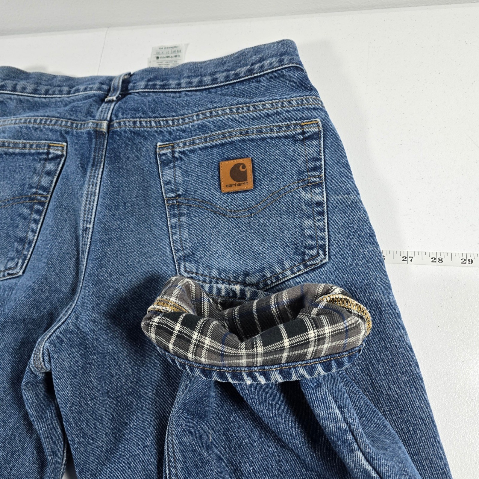 Carhartt B172 DST Flannel Lined Relaxed Fit Jeans Mens 31×30 Dark Stonewash Blue