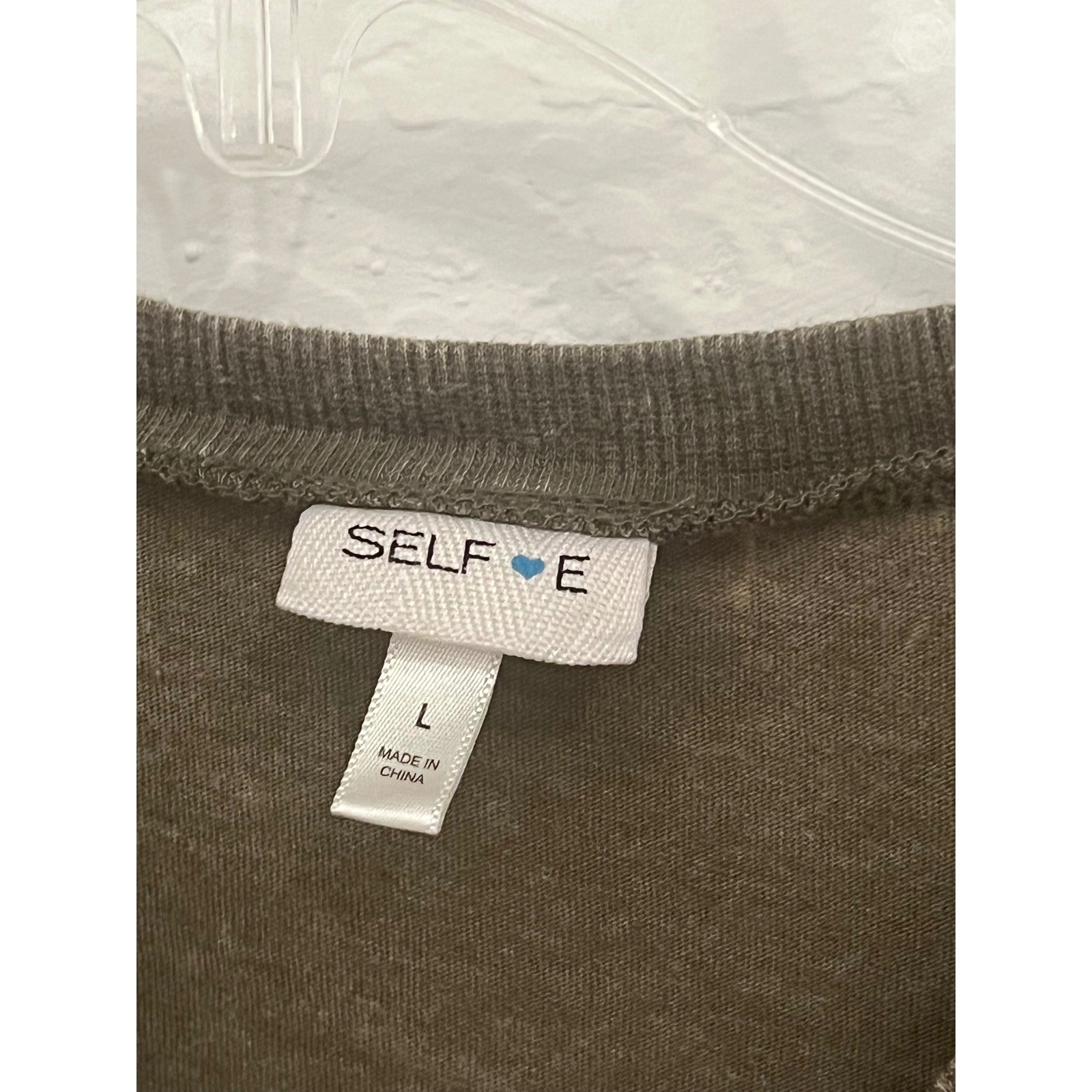 SELF•E Womens Moth Mushroom Moon Graphic Tee Mineral Wash Olive Green Large