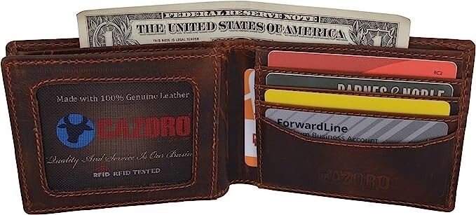 RFID Blocking Slim Thin Bifold Credit Card ID Vintage Leather Wallet for Men…