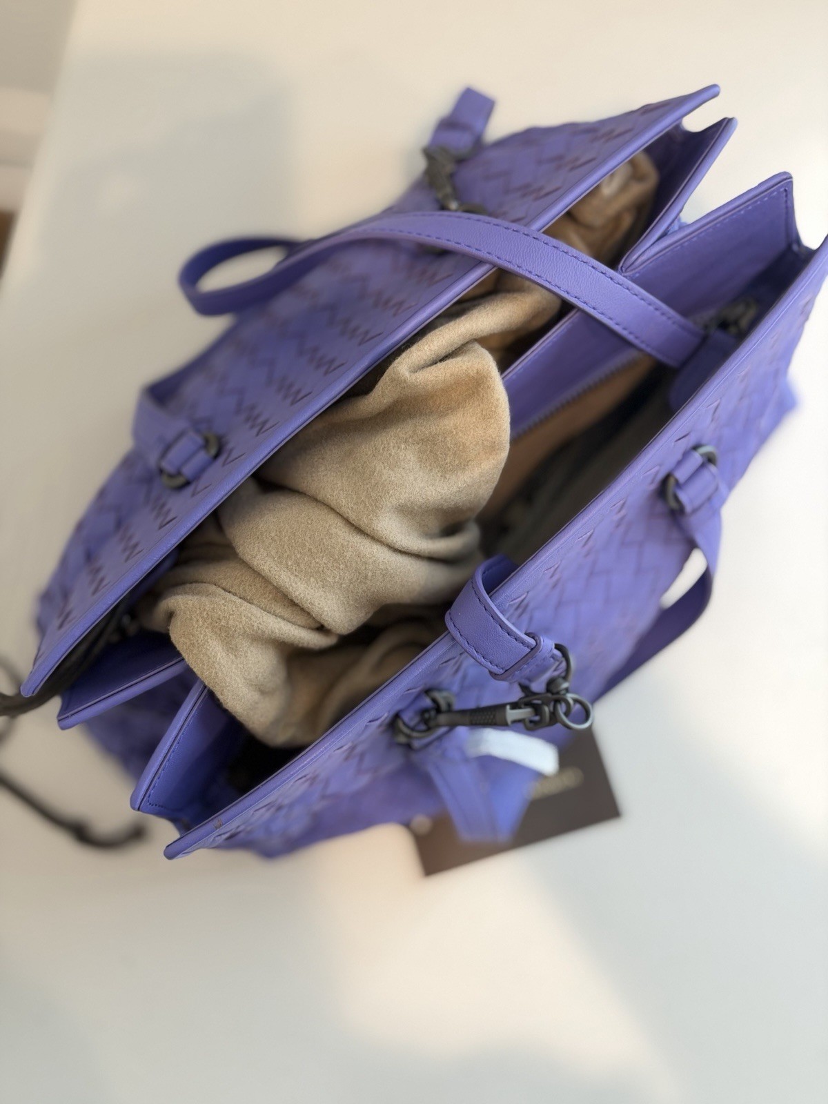 Bottega Veneta Pacific Top Handle Shoulder Bag Intrecciato Lavender (New w Tags)