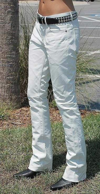 Men’s White Leather Pant Genuine Lambskin Leather Pant Jeans Style Pant