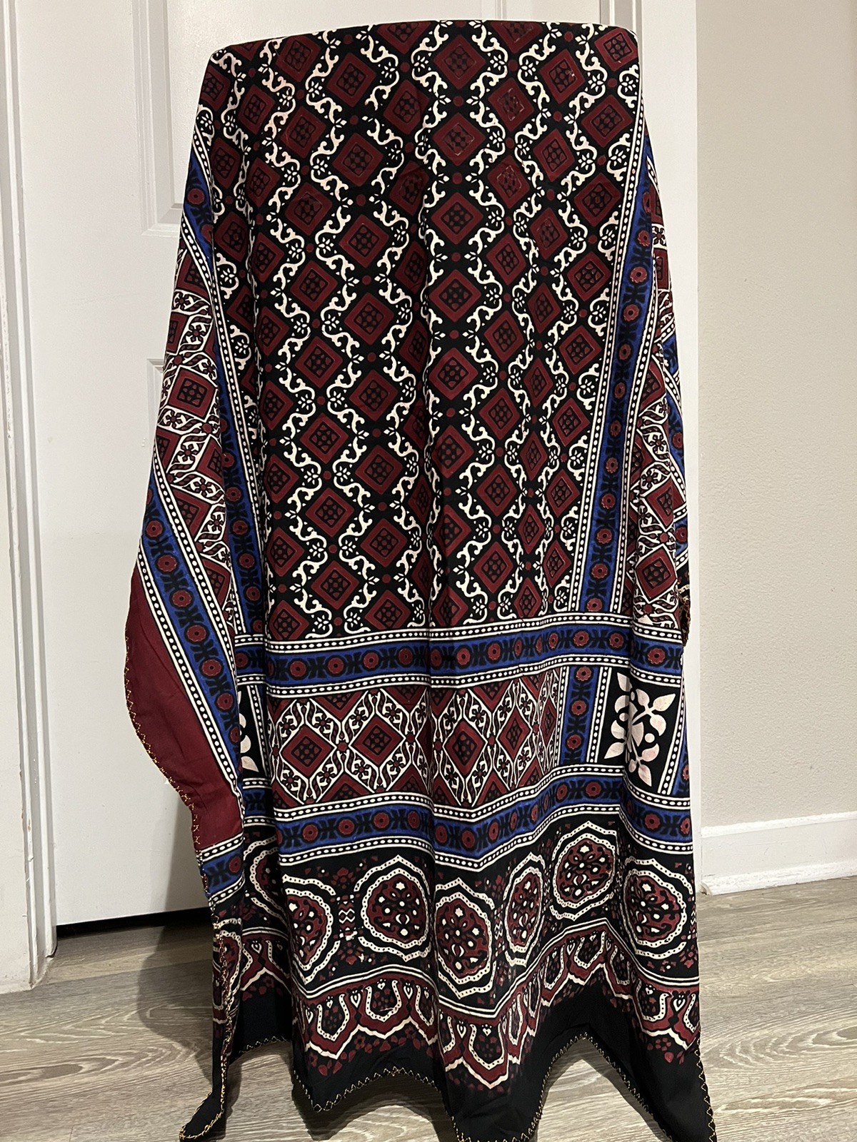 Authentic Sindhi Ajrak| Hand Block Printed Cotton | Pakistani Traditional Scarf