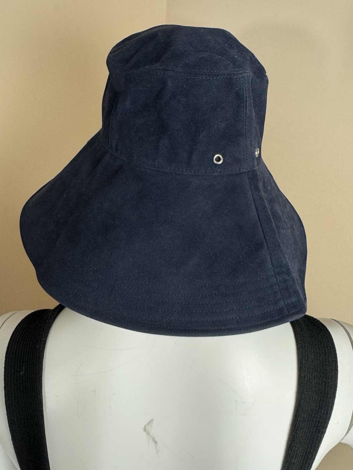 Anthropologie WYETH Oversized Waterproof Bucket Sun Hat Navy Blue NWOT $48