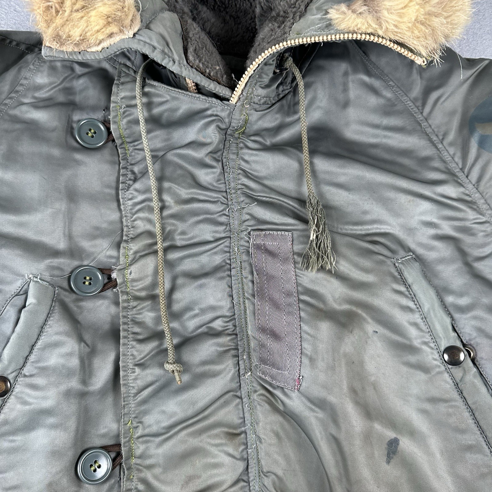 Vintage 50s US Air Force N-3B Snorkel Parka Large Green Fur Military Jacket