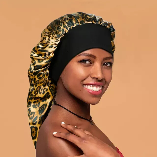 100% Mulberry Silk Lined Sleep Cap Bonnet for Curly Hair and Braid