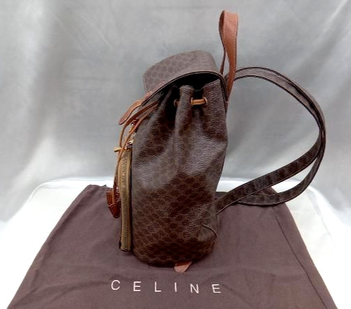 CELINE Macadam Backpack Brown PVC Leather w/ Dust Bag Italy DM99/1 Authentic