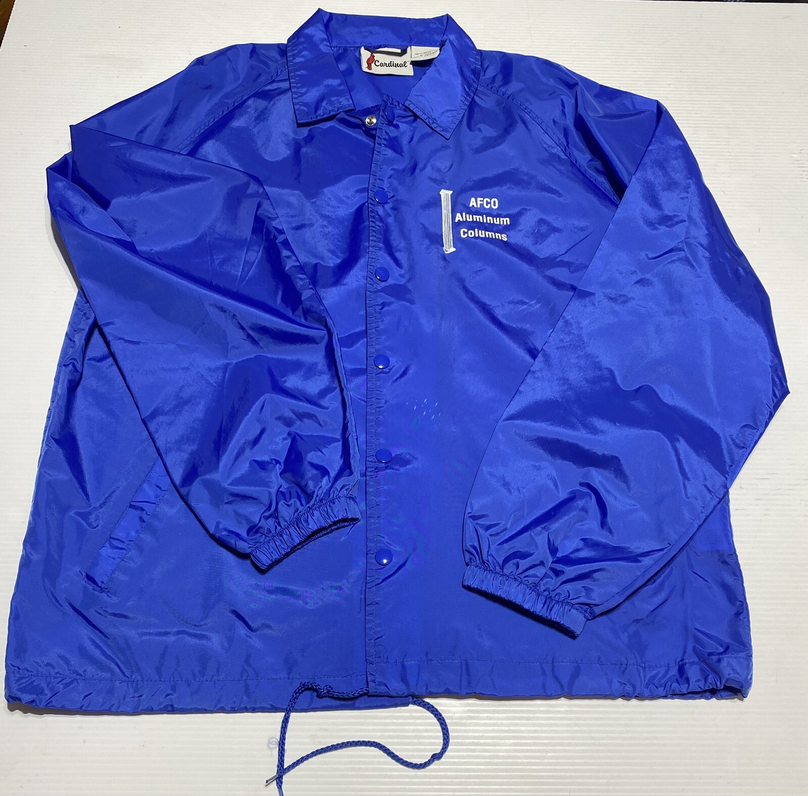 Vtg Men’s Cardinal Jacket Lg Blue Employee Windbreaker ( Afco Aluminum Columns )