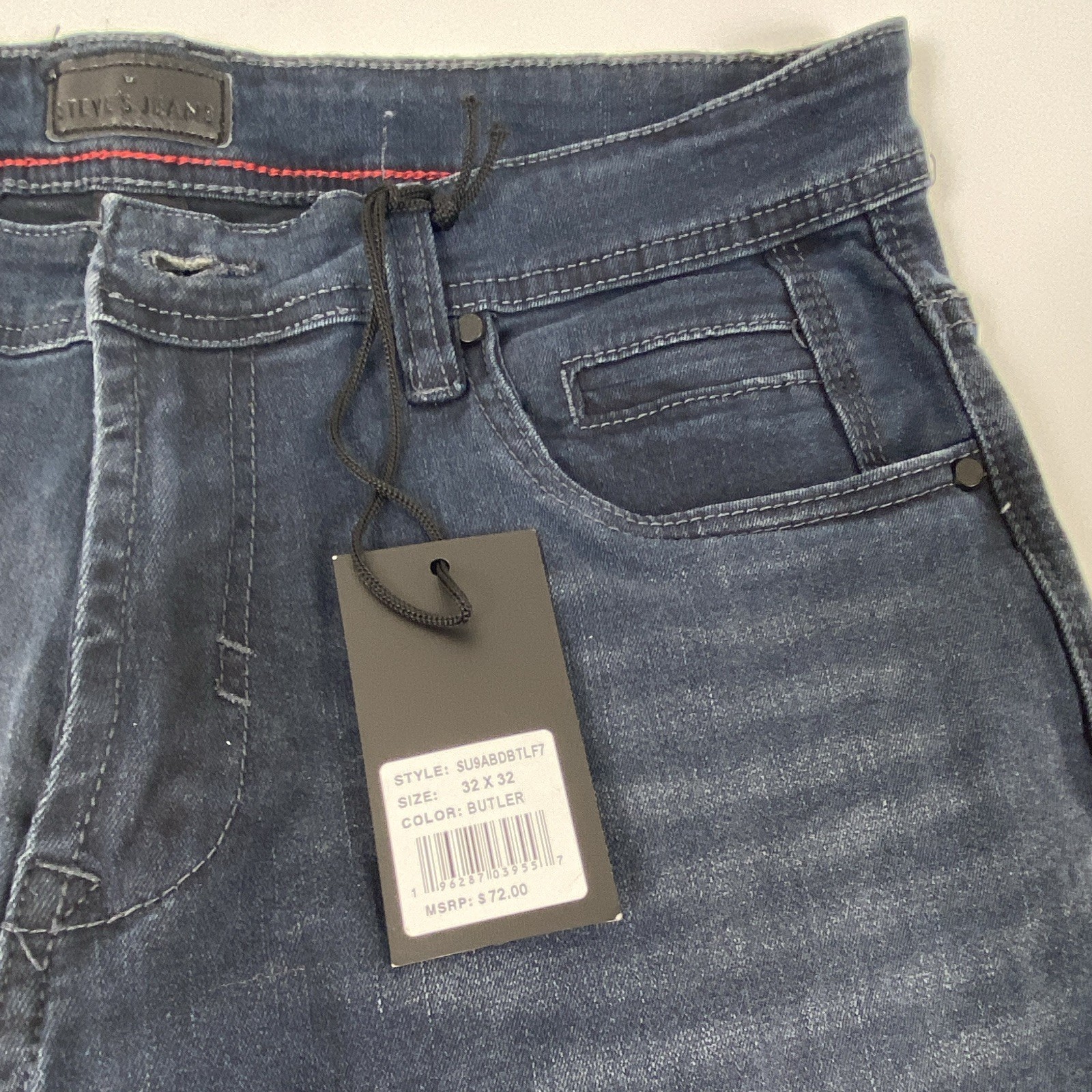 Steve’s Jean Men’s Slim Fit Dark Wash Blue Denim Stretch Mid Rise 5-Pocket 32*32