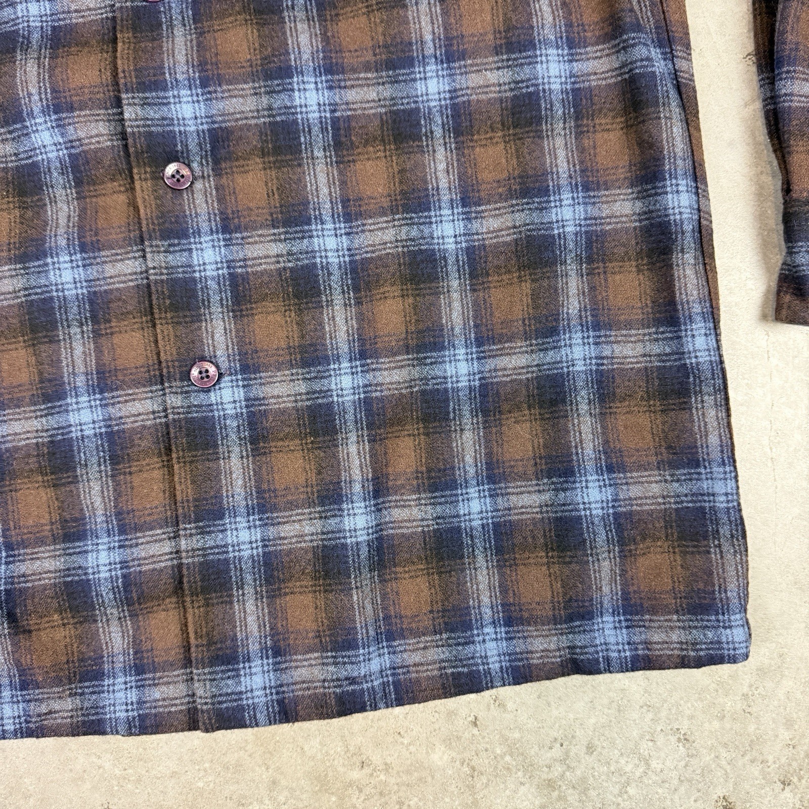 Pendleton Flannel Shirt Mens Medium Blue Board Shirt Wool USA Preowned