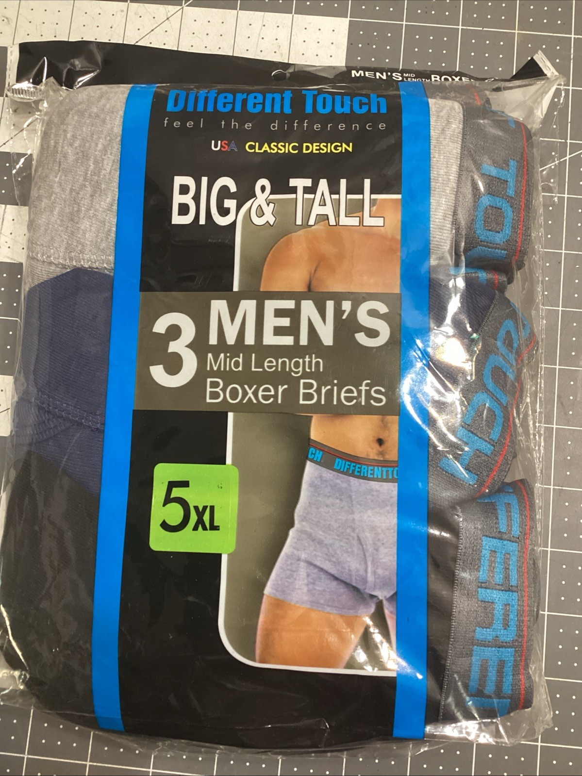 Different Touch Men’s Boxer Briefs 5X Big Tall 3 Pack Gray Black NEW