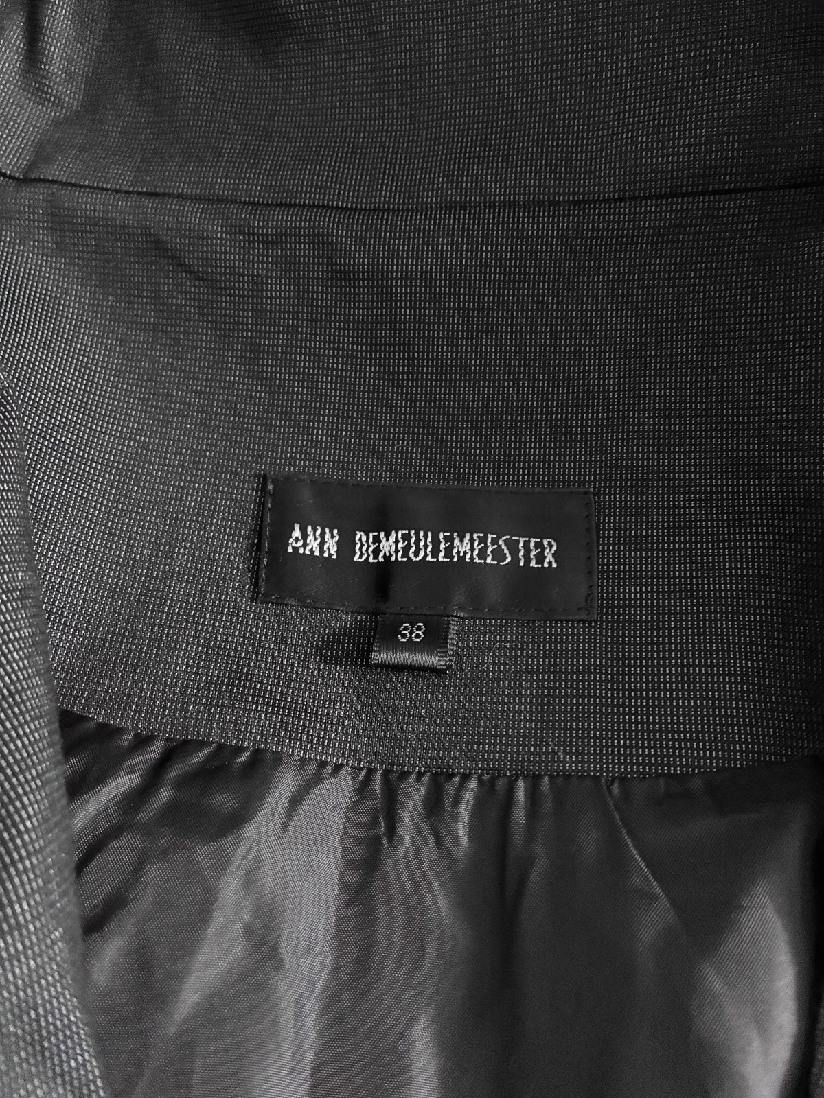 Ann Demeulemeester High Neck Asymmetrical Coat Dark Gray Black Lined Size 38 S M