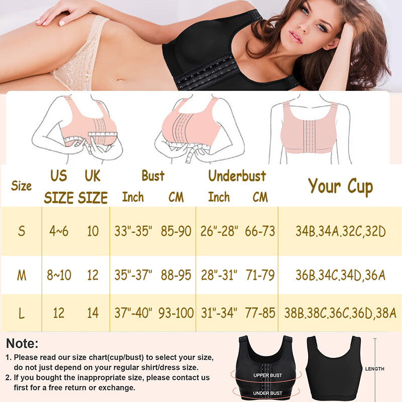 Women Post Surgery Bra Front Closure Compression Bra Posture Corrector Shaper