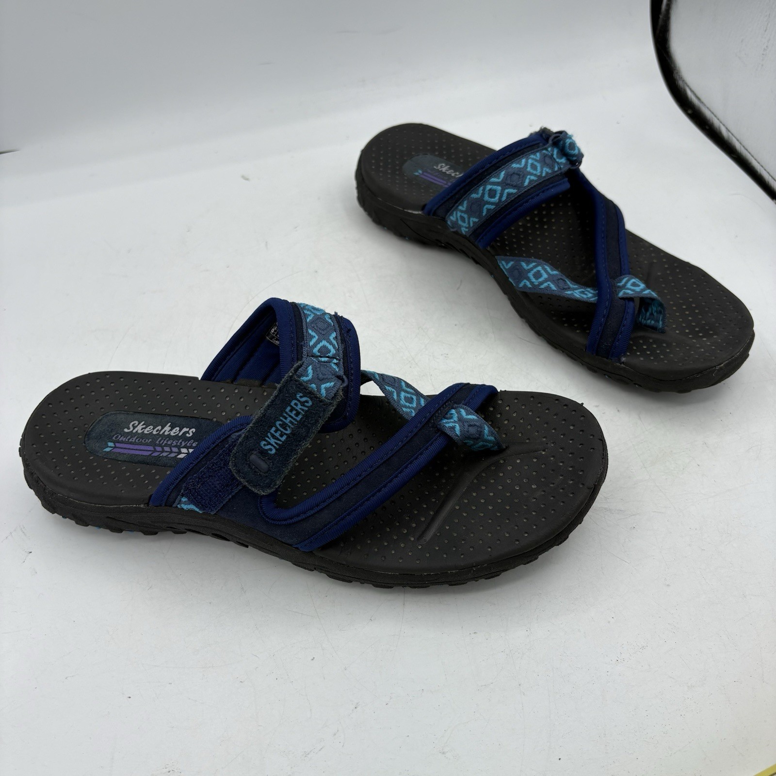 Skechers Sandals Womens Size 8 Reggae Trailway Outdoor Lifestyle Blue Adj Strap