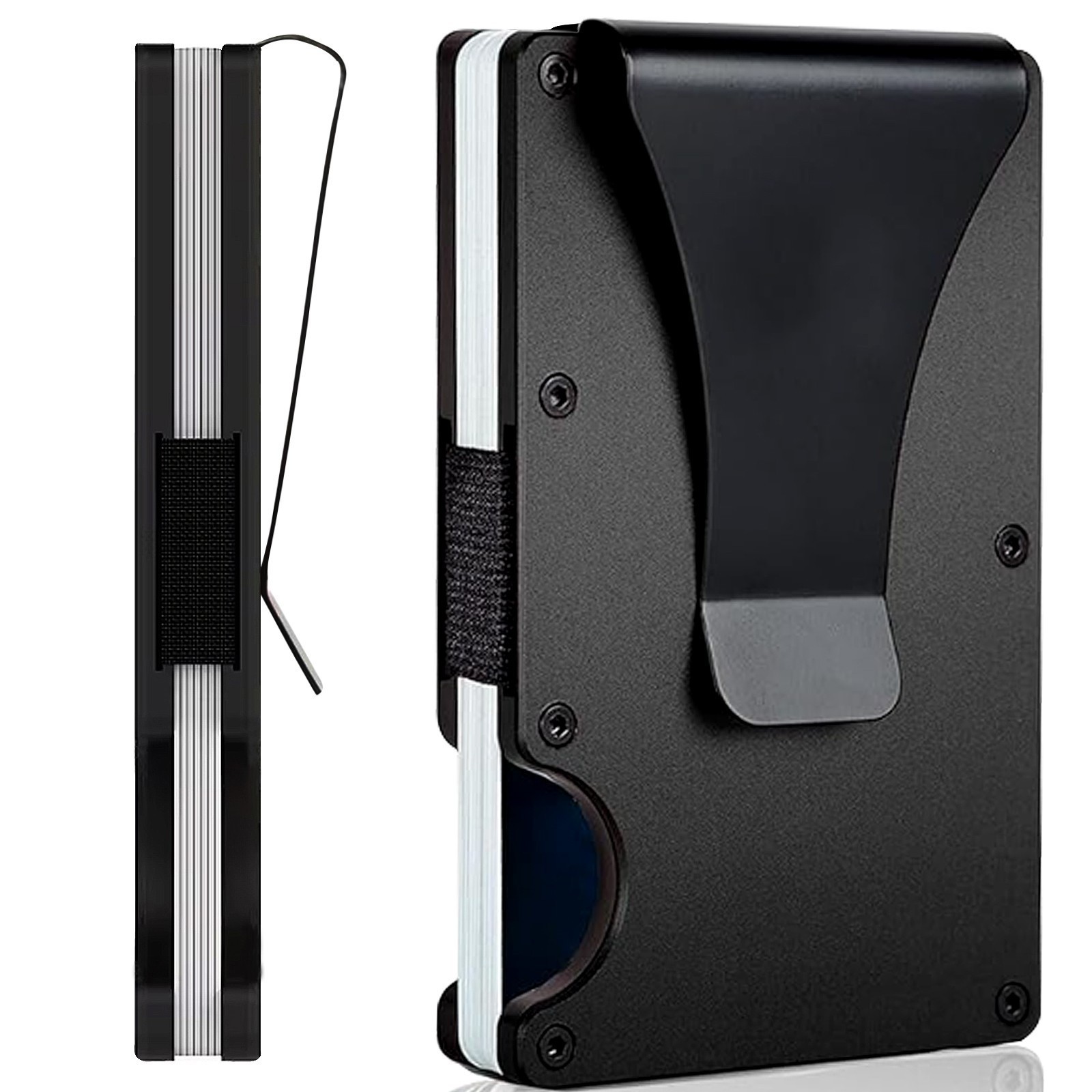 Leatherboss Slim Mens Card Holder Metal RFID Blocking Minimalist Pop Up Wallet