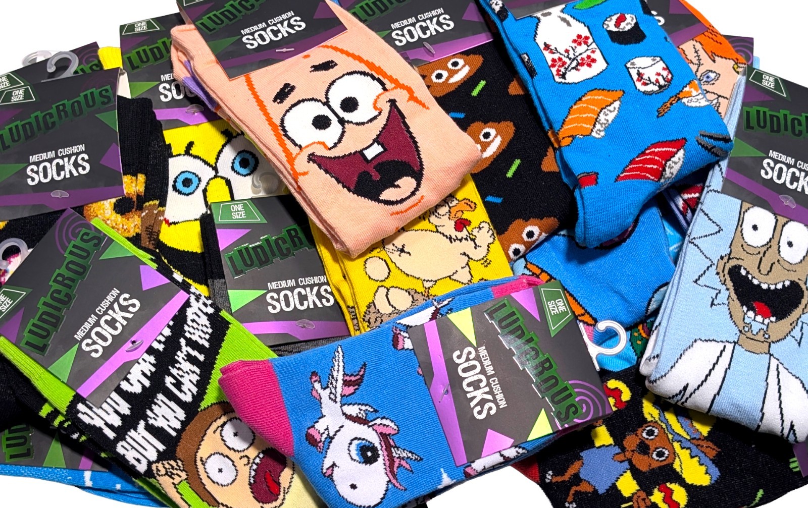 Funny Novelty Silly Unisex Crew Socks Various Styles One Size Fun Unique Socks