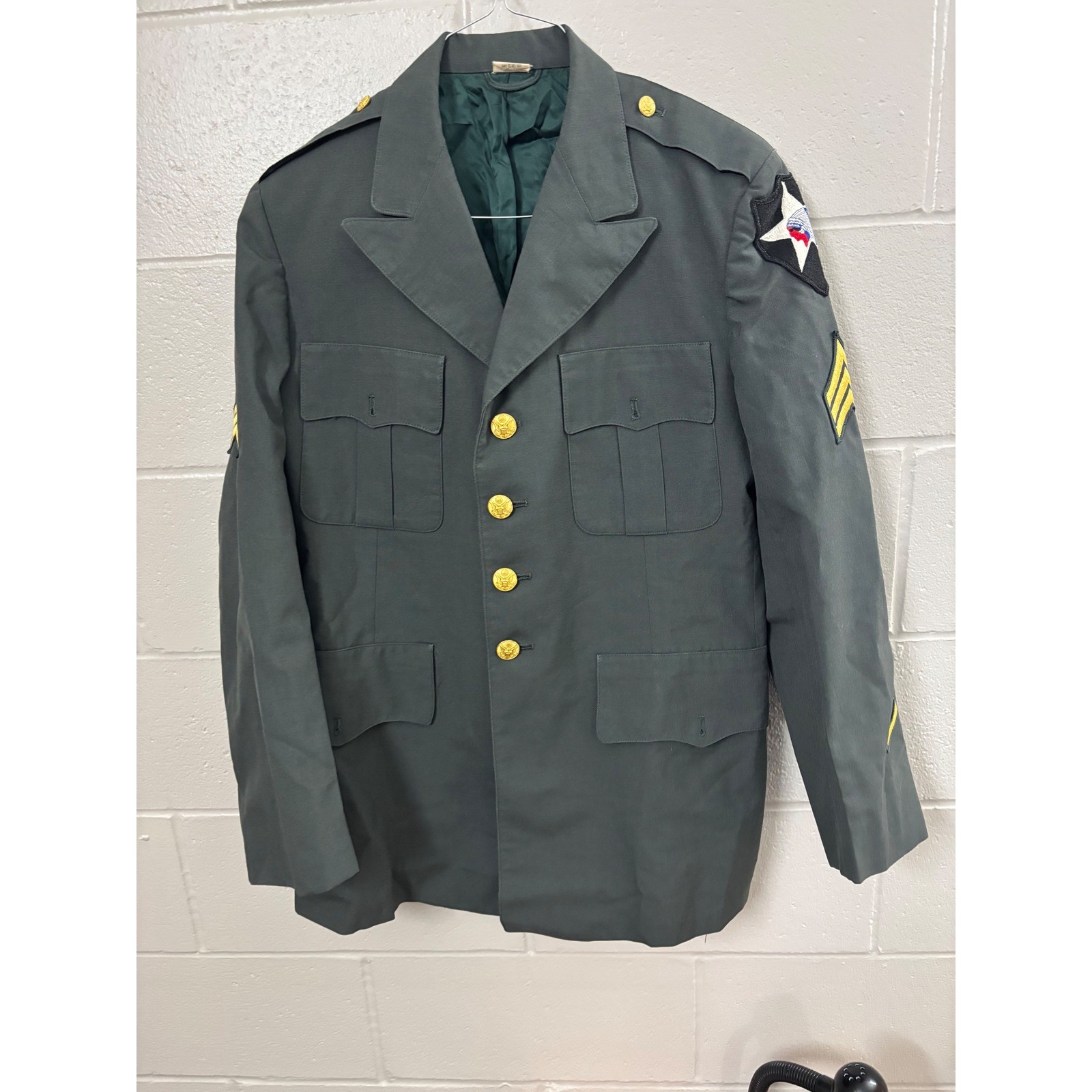 Vintage US Army Dress Green Uniform Jacket 41L 2nd Infantry Division