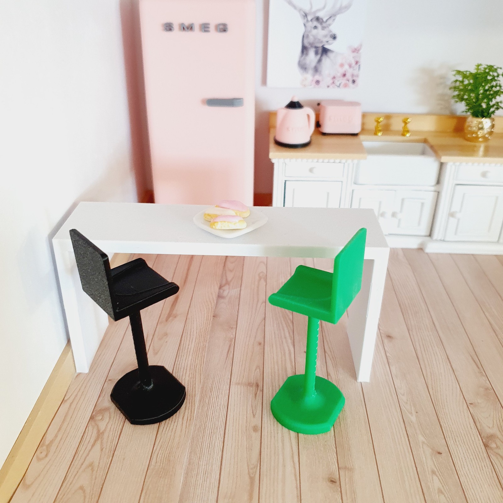 Dolls House Modern Bar Stool, Choice of Colours 1:12th Scale, Miniature Bar
