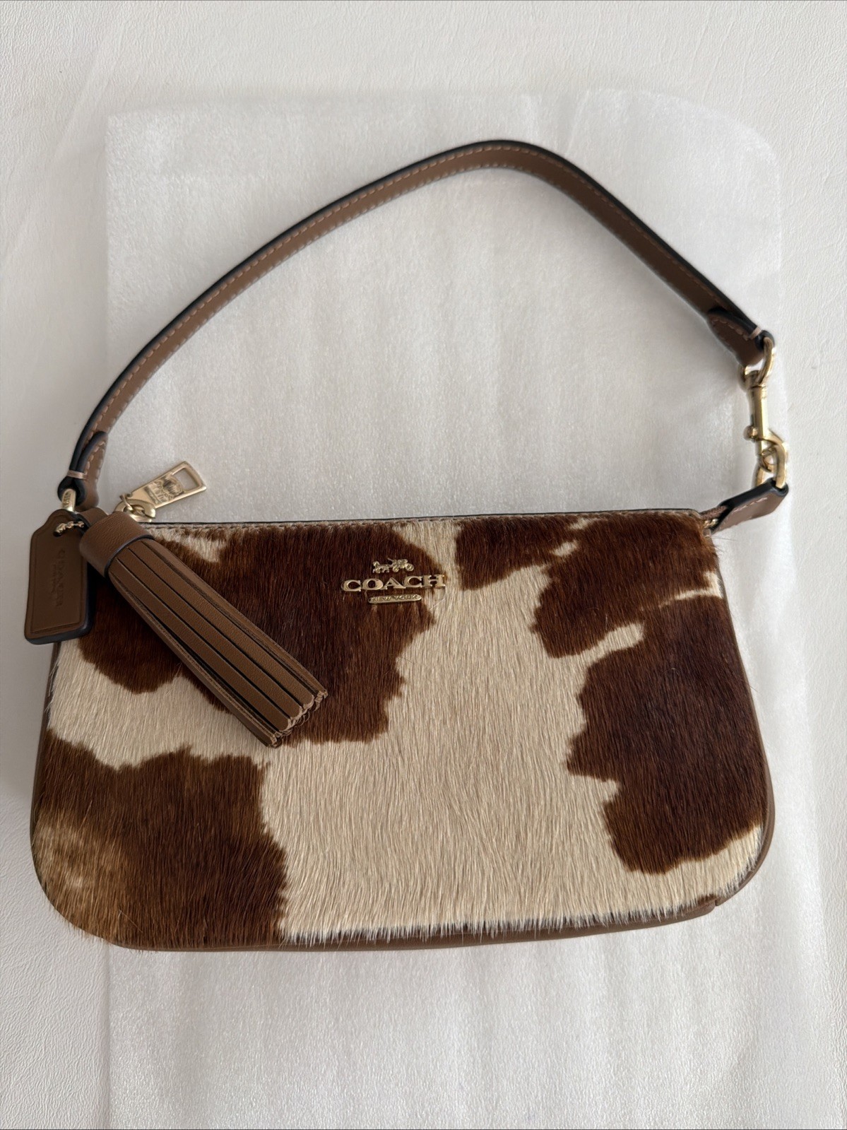 NWT Coach Nolita 19 In Haircalf With Cow Print CDW34 Shoulder Bag Wristlet Gift